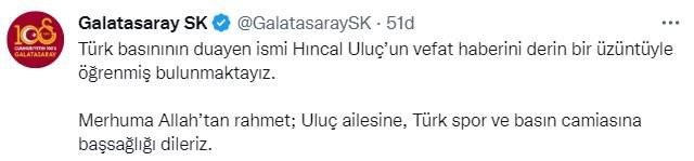 Hıncal Uluç'un vefatı sonrası spor ve siyaset dünyasından peş peşe taziye mesajları geldi