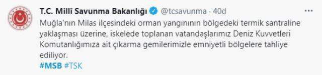 Milas'ta iskelede toplanan vatandaşlar çıkarma gemileriyle tahliye ediliyor