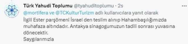 Kültür ve Turizm Bakanlığından tarihi Ester parşömenine ilişkin açıklama