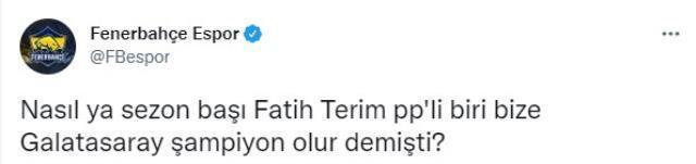 Fenerbahçe'den sosyal medyayı sallayan Fatih Terim paylaşımı: Bize Galatasaray şampiyon olur demişti