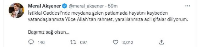 İstiklal Caddesi'ndeki patlama yürekleri yaktı! Muhalefet liderlerinden peş peşe paylaşım geliyor