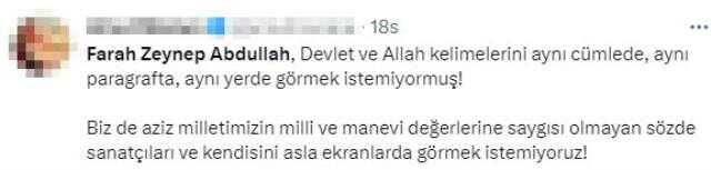 'Devlet ve Allah kelimelerini aynı yerde görmek istemiyorum' diyen Farah Zeynep Abdullah, gündem oldu