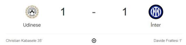 Udinese Inter kaç kaç bitti? (MAÇ ÖZETİ) Udinese Inter özet ve golleri izle! Golleri kim attı, maç bitti mi?