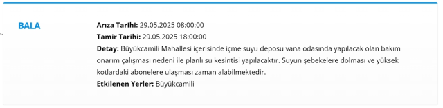Ankara BALA su kesintisi! 29-30 Mayıs ASKİ Bala su kesintisi ne zaman bitecek, sular ne zaman gelecek?