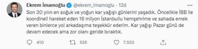 İstanbul'da etkisini artıran kar yağışıyla ilgili İmamoğlu'ndan yeni paylaşım: Pazar günü de devam edecek