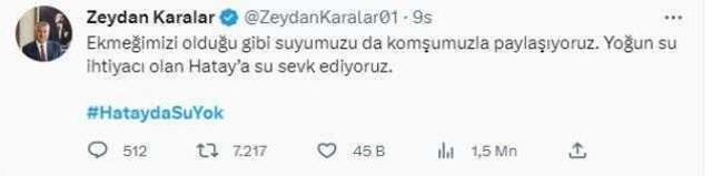 Ne 6'lı Masa ne de Akşener! 'Hatayda su yok' hashtag'i Twitter'da Türkiye'nin gündemine oturdu