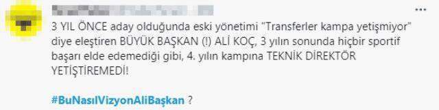 'Bu nasıl vizyon Ali Başkan' etiketi altında organize olan Fenerbahçeliler, Ali Koç'a karşı kazan kaldırdı
