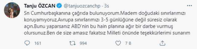 Tanju Özcan'dan Cumhurbaşkanı Erdoğan'a çağrı: Avrupa sınırlarımızı 3-5 günlüğüne değil süresiz olarak açın
