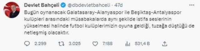 'Hükümet istifa' tezahüratları üzerine Devlet Bahçeli'den acil çağrı: Maçlar seyircisiz oynanmalı
