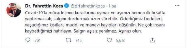 Bakan Koca salgından kurtulmanın formülünü verdi: Salgın aşısız yenilmez, aşınızı olun