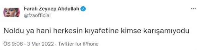 Bergen'in galasındaki kıyafeti beğenilmeyen Farah Zeynep Abdullah: Hani herkesin kıyafetine kimse karışmıyordu?