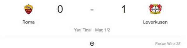 Roma Bayer Leverkusen maçı kaç kaç, bitti mi? MAÇ SKORU! Roma B.Leverkusen maçı kaç kaç, canlı maç skoru!