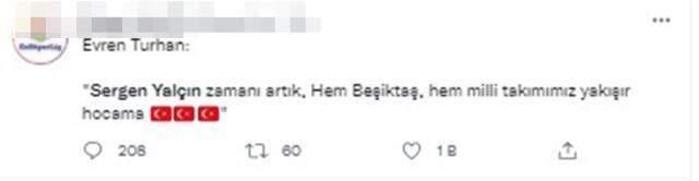 Şenol Güneş'in istifasını, Sergen Yalçın'ın Milli Takım'ın başına geçmesini istiyor