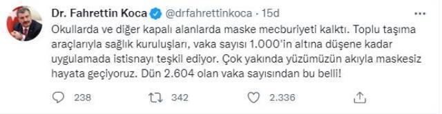 Son Dakika: Bakan Koca'dan kafa karışıklığını ortadan kaldıran paylaşım: Okullarda maske mecburiyeti kalktı