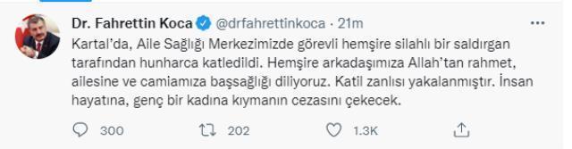 Son Dakika: Bakan Koca'dan Kartal'da öldürülen hemşireyle ilgili açıklama: İnsan hayatına, genç bir kadına kıymanın cezasını çekecek