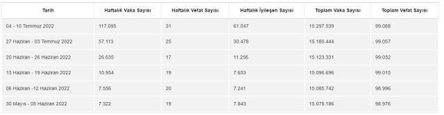 4-10 Temmuz haftalık koronavirüs tablosu açıklandı! Vakalar bir hafta 59 bin arttı