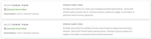 İstanbul BEYLİKDÜZÜ elektrik kesintisi! 9 Temmuz Beylikdüzü elektrik kesintisi ne zaman bitecek, elektrikler ne zaman gelecek?