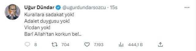 Gündeme damga vuran maça tepkilerin ardı arkası kesilmiyor! Uğur Dündar: Bari Allah'tan korkun