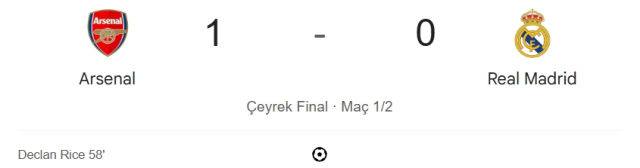 Arsenal Real Madrid maçı kaç kaç, bitti mi? MAÇ SONUCU! Arsenal Real Madrid golleri kim attı, canlı maç anlatımı!
