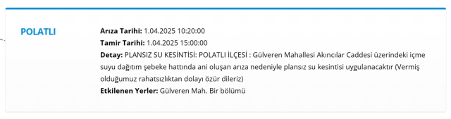 Ankara POLATLI su kesintisi! 1-2 Nisan ASKİ Polatlı su kesintisi ne zaman bitecek, sular ne zaman gelecek?
