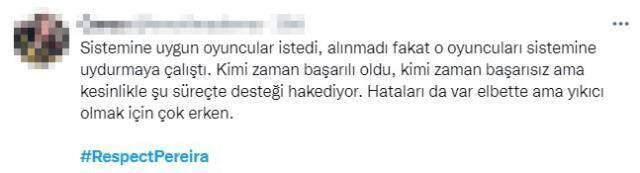 Fenerbahçe taraftarı hocasına sahip çıktı! 'Respect Pereira' etiketiyle gündeme damga vurdular