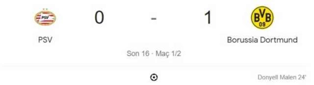 PSV - Borussia Dortmund maçı kaç kaç, bitti mi? MAÇ SKORU! PSV - Borussia Dortmund maçı kaç kaç, canlı maç skoru!
