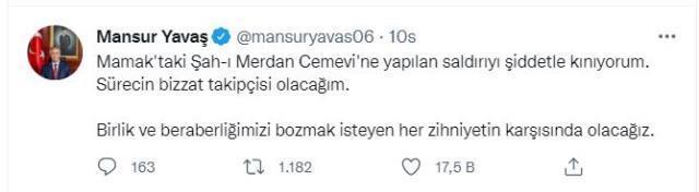 Mansur Yavaş, Ankara'da Cemevi'ne saldırıyı kınadı: Takipçisi olacağım