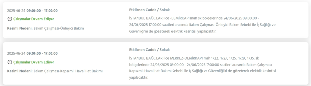 İstanbul BAĞCILAR elektrik kesintisi! 24 Haziran Bağcılar elektrik kesintisi ne zaman bitecek, elektrikler ne zaman gelecek?