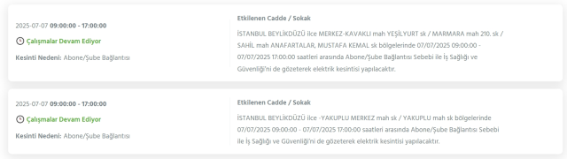 İstanbul BEYLİKDÜZÜ elektrik kesintisi! 8 Temmuz Beylikdüzü elektrik kesintisi ne zaman bitecek, elektrikler ne zaman gelecek?