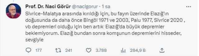 Bölge beşik gibi sallanıyordu! Rahatlatan açıklamayı Naci görür yaptı: Elazığ'da büyük depremler beklemiyorum