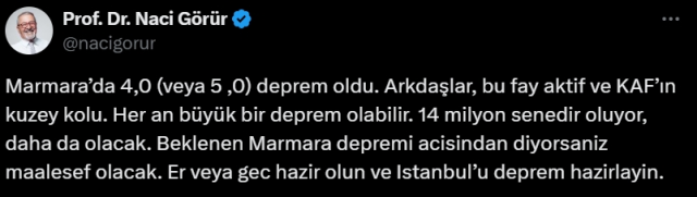 Bu gece İstanbul'da deprem bekleniyor mu? Naci Görür'den deprem uyarısı!