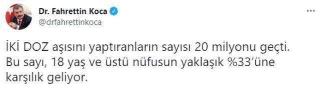 Bakan Koca'dan peş peşe sevindiren birinci ve ikinci doz aşı müjdesi