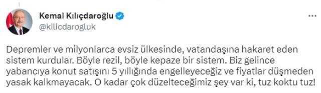 Kılıçdaroğlu: Depremler ve Milyonlarca Evsiz Ülkesinde, Vatandaşına Hakaret Eden Sistem Kurdular.