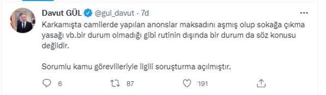 Gaziantep Karkamış'ta gece yarısı camilerden yapılan operasyon anonslarıyla ilgili soruşturma başlatıldı