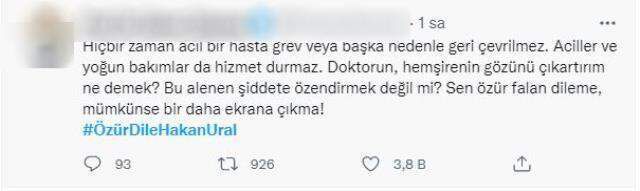 Hakan Ural sağlıkçılarla ilgili ne dedi? Hakan Ural'ın sağlıkçılarla ilgili sözleri ne den tepki çekti?