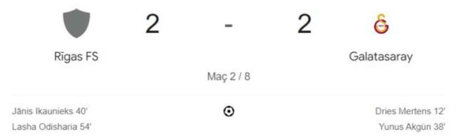 Rigas FC Galatasaray maçı kaç kaç, bitti mi? MAÇ SONUCU! Rigas FC Galatasaray golleri kim attı, canlı maç anlatımı!