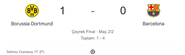 Borussia Dortmund Barcelona maçı kaç kaç, bitti mi? MAÇ SONUCU! Borussia Dortmund Barcelona golleri kim attı, canlı maç anlatımı!