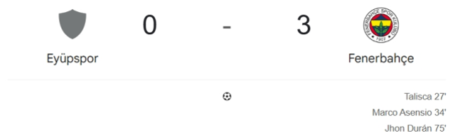 Eyüpspor Fenerbahçe maçı kaç kaç? MAÇ SONUCU! Eyüpspor Fenerbahçe golleri kim attı, canlı maç anlatımı!