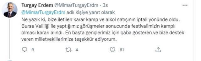 Nilüfer Müzik Festivali'ne konaklama ve alkol yasağı getirildi