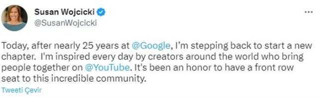 Gelirin düşmesi istifa getirdi! Youtube CEO'su Susan Wojcicki görevi bıraktı