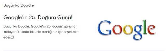 Google'ın 25. Doğum Günü Doodle nedir? Google kaç yaşında, kimin doğum günü, bugün doğum günü mü?
