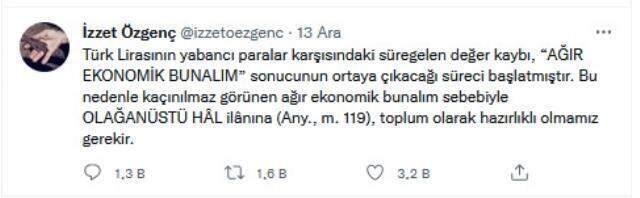 AK Parti'den 'OHAL'e hazırlıklı olun' diyen Prof. Dr. İzzet Özgenç'e tepki: Kara propaganda