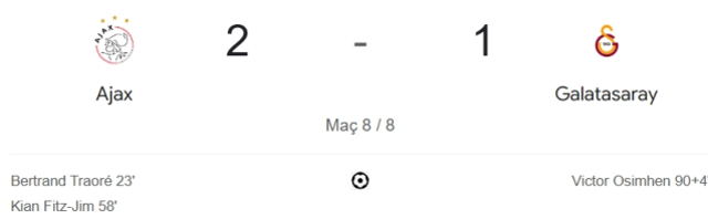 Ajax Galatasaray maçı kaç kaç, bitti mi? MAÇ SONUCU! Ajax Galatasaray golleri kim attı, canlı maç anlatımı!