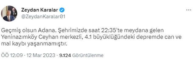 Son Dakika: Adana'nın Yüreğir ilçesinde 4 büyüklüğünde deprem meydana geldi