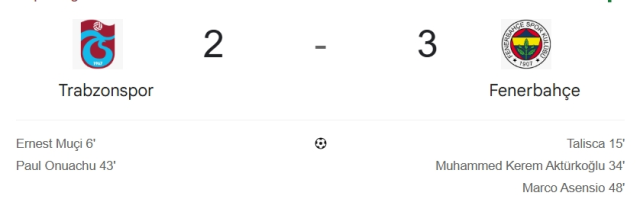 Trabzonspor Fenerbahçe maçı kaç kaç? MAÇ SONUCU! Trabzonspor Fenerbahçe golleri kim attı, canlı maç anlatımı!