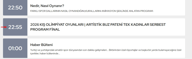 2026 Kış Olimpiyatları Kadınlar Artistik Tekler Buz Pateni hangi kanalda, nereden CANLI izlenir?