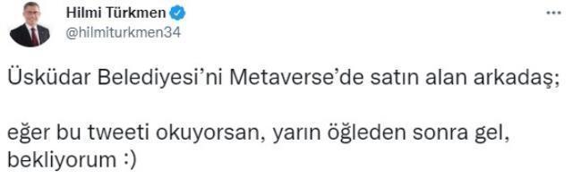 Başkan Hilmi Türkmen, Üsküdar Belediyesi'ni Metaverse'de satın alan genci makamına davet etti