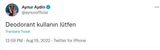 Şarkıcı Aynur Aydın'dan deodorant isyanı