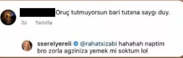 Serel Yereli'nin 'Oruç' hatırlatması yapan takipçisine verdiği cevap tartışma yarattı