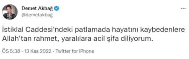 Ünlülerden İstiklal Caddesi'ndeki patlamaya tepki yağdı: Allah bin belanızı versin